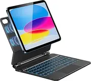 HOU Keyboard Case for iPad 11 inch A16 2025/10th Generation, Organic-Silicon PU, Magic Magnetic Stand Keyboard for iPad 10 with Multi-Touch Trackpad, Floating Design, 7 Colors Backlit, Bluetooth
