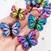 Butterfly With Hole Flatback Rhinestone - Decor Craft Colorful Rhinestones 10Pcs