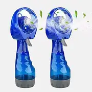 2PCS Misting Fans Portable, Suitable for Going Out in Hot Weather, Handheld Battery Powered Water Spray Fans qzjijosen (Blue)