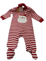 Carter's Just One You Santa Red Stripe One Piece Romper Footed Sleeper 6 Months