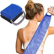 African Net Sponge, 2 Pcs African Exfoliating Net Washcloth, African Bath Sponge, Long African Body Scrubber Towel Clean for Shower(Black & Blue)
