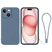 For iPhone 15 Plus Case, Soft Silicone Cover, Grey Blue
