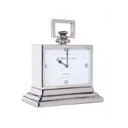 SSH COLLECTION William & Smith Small Table Clock with Square White Face - Nickel