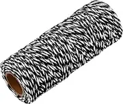 sourcing map Cotton Rope Twisted Braided Rope Cord, Black White50m/55 Yard 1.5mm Dia for Wall Hanging, Plant Hanger, Knitting, Macrame Knotting