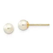 14K Yellow Gold 5mm Freshwater Cultured Pearl Stud Earrings Madi K Kid's Jewelry