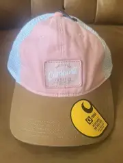 Carhartt Women's Canvas Mesh-Back Adjustable Trucker Cap Pink and Camel One size
