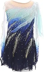 [Zagitova] Girls Ice Figure Skating Dress Gradient Women Customizable Competition Dance Outfit with Shiny Rhinestone