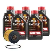 5L Motul 8100 ECO-CLEAN 0W-30 Wix Filter Motor Oil Change Kit API SN (for: Volvo)