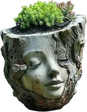 Nuyhgtr Face Pots, Head Planter Pots, Succulent Planter, Resin Cute Vase Container, Home Decorations Flowerpot, Yard Decor, Garden Statue for Indoor, Outdoor, Balcony, 13x14x13cm