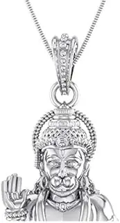 [Samyuktha] Bajrangbali 925 Pure Sterling Silver God Hanuman Locket Pendant for Men & Women Pure Silver Lord Bajrang Bali Locket for Good Health & Wealth Including Silver Chain by Indian Collectible,