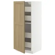 METOD / MAXIMERA high cabinet with drawers, white/Vedhamn oak, 60x60x140 cm