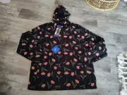 O'Neill Women's Half Zip Polar Fleece Hoodie Black Floral Size L New NWT