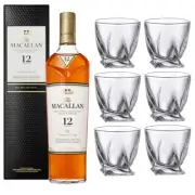 Macallan 12 Year Old Sherry Oak Single Malt with set of 6 Whisky Tumblers