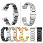 Stainless Steel Watch Band Metal Strap 3 Beads Bracelet For Fitbit Charge 4 3