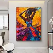 Handmade abstract figure dancer painting Bold Rhythm Artisan Textured Portrait of Dancing oil painting Muse Canvas Paingting portrait oil painting pattle knif