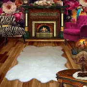 White Premium Faux Fur Shag Rug, Random Shape, Polar Bear, Sheepskin