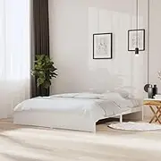 Bed Frame White Solid Wood 183x203 cm King Size Bedroom Furniture Home Decor