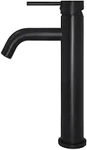 Meir Round Tall Basin Mixer Curved - 35mm Ceramic Cartridge, Offers Precision Temperature Control, Sleek Curved Spout for Above-Counter Basins, Easy to Install - Matte Black