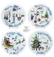Crate & Barrel Twas NEW In Box Holiday Salad / Dessert Plates- Set of 4 Designs