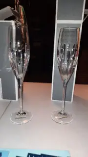 Vera Wang Wedgewood Lead Crystal Stemware Princess Champagne Flute Set Of 2 NIB