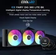 COOLLEO ICE Fairy 360 Digital ARGB AIO CPU Cooler 3 Phase Nine-Stage Water Pump