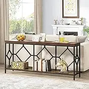 Tribesigns Hallway Console Table, Industrial Long Console Table, Entry Table Behind Couch Table with Open Storage Shelf (Vintage Brown)
