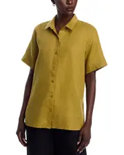 Eileen Fisher Short Sleeve Linen Long Shirt