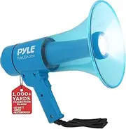 Pyle Portable Compact PA Megaphone Speaker w/Alarm Siren, Adjustable Volume, 40 W Handheld Lightweight Marine Grade Waterproof Bullhorn, LED Flashlight, AA Battery Powered, Indoor Outdoor (PMP66WLT)