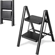 2 Step Ladder Folding Step Stool, Heavy Duty 330 Lbs Load Stepladder, Small Kitchen/Closet Ladder for Adults/Kids, Lightweight Step Ladder 2 Step Folding with Anti-Slip Wide Pedal for Home