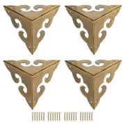 44x44x44mm Metal Box Corner Protector Brass Edge Guard Bronze Tone 4pcs