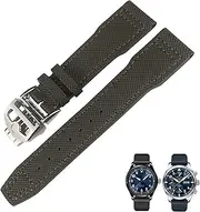 [MGTCAR] 21mm 20mm Nylon Calfskin Black Blue Green Watch strap Fit for IWC IW377714 MARK18 PILOT STOP GUN Leather Watchbands