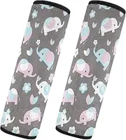 Car Seat Belt Pads 2 Pack Soft Unique Car Safety Seat Belt Strap Shoulder Pad Backpack Shoulder Strap Pad Cover Car Accessories for Adults and Kids M Elephant Cute Cartoon