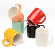 [HUIRUMM] Porcelain Coffee Mugs, 340ML/11.5OZ Multicoloured Porcelain Coffee Mugs, Set of 6 Cups for Coffee, Tea, Cocoa, Hot Assorted Colors - Dishwasher and Microwave Safe (Colour)