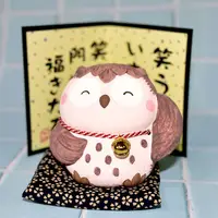 在飛比找蝦皮商城精選優惠-現貨 日本製 笑容貓頭鷹 招財 招福 開運 陶瓷 公仔 陶偶