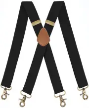 Suspenders for Men Heavy Duty 4 Snap Hooks Adjustable Elastic Straps X-Back M...