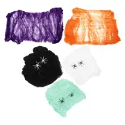 5 Sets Spiders Giant Halloween Web Decorations Indoor Ghost