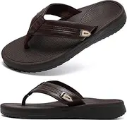 [TJJDRYSR] Flip Flops Men's Flip Flops with Arch Support Sport Summer Beach Soft Thick Glides Sandals, 156 Brown, 11 AU