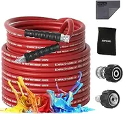 NIFUAL 3/8" Super Wear Resistant Pressure Washer Hose 100 FT,Kink Resistant Power Washer Replacement Hose Steel Wire Braided for Hot and Cold Water, with M22 14mm to 3/8" Swivel Quick Connect, (100FT)
