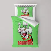 Rabbitohs Single Bed Quilt Cover Set. By Paul Harvey (artist) NRL Rugby league