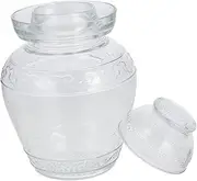[IMIKEYA] 1Pc Transparent Glass Pickle Jar with Lid Food Grade Storage Jar for Kitchen Fermentation for Sauerkraut Kimchi Stylish Modern Design Capacity