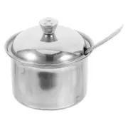 Sugar Bowl with Spoon Spice Jar Stainless Steel Jars Condiment Bowls Pots