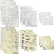 Rowwait 18 Sheets Gold/Silver Alphabet Number Stickers, Glitter Self-Adhesive Mini Letter Number Stickers, DIY Crafts Scrapbook and Greeting Cards