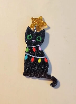 Black Cat Christmas Lights Magnetic Needle Minder Cross Stitch Embroidery