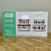 New Pyrex Disney Star Wars Holiday Christmas Glass Storage Bowl Set 8 Piece