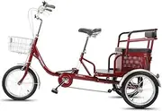 Tricycle for Adults, 3 Wheel Bikes 16in Adult Tricycle with Rear Seat & Large Basket Traditional Design for Seniors