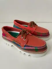 Sperry Authentic 2-Eye Plaid Lug Boat Top-Sider Women's Size 7M - Pink/Coral