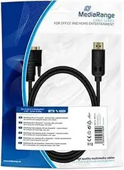 MediaRange DVI to DisplayPortTM Connection Cable, Gold-Plated Contacts, DVI-D Female (24+1-pin)/DP Male, 2.0m, Black