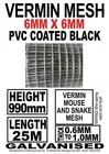 PVC coated Galvanized wire BIRDS Aviaries BIRD AVIARY proof mesh 6x6mm BLACK