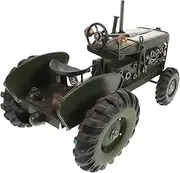 BIUDECO Vintage Tractor Figurine Model for Desk Decoration Retro Tractor Adornment Realistic Green Travel Car for Home Office Spaces