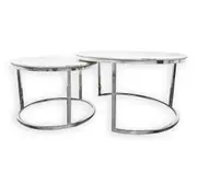 Silver Glossy Nested Set of 2 Coffee Table 80 and 60 cm